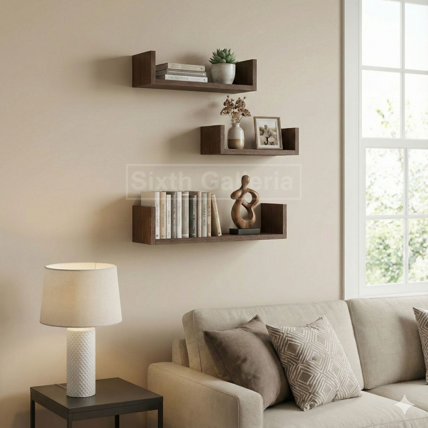 Alozay Shelf Set Walnut Brown