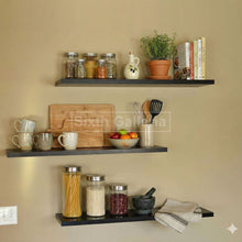 Set of 3 Black Floating Shelves