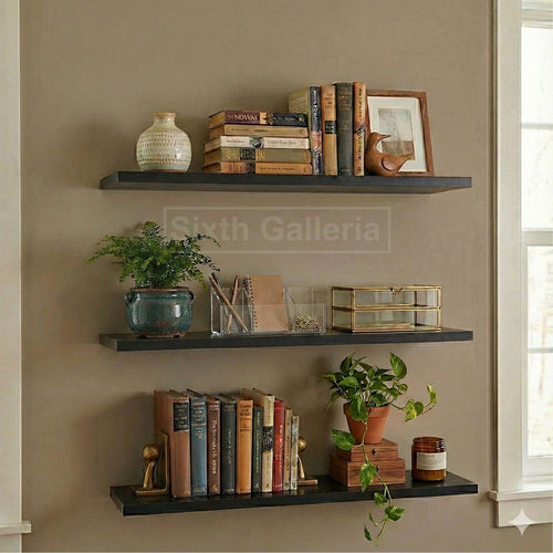 Set of 3 Black Floating Shelves
