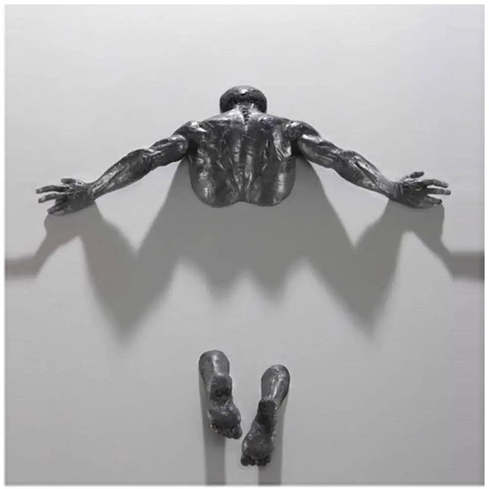 3D Through Wall Figure Sculpture Resin