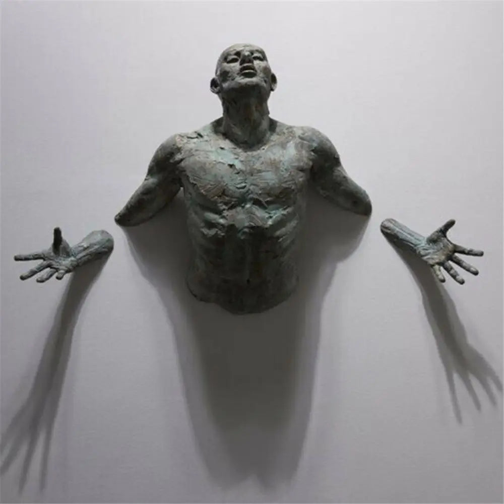 3D Through Wall Figure Sculpture Resin
