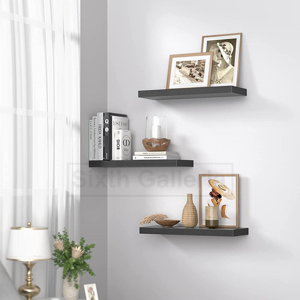 Rika Floating Shelves Set of 3 Black