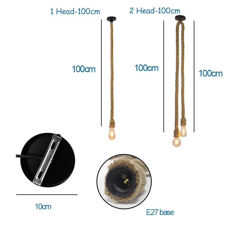 Retro loft rope light with Edison bulb