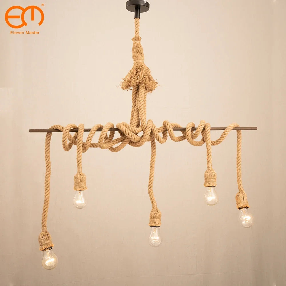 Retro loft rope light with Edison bulb