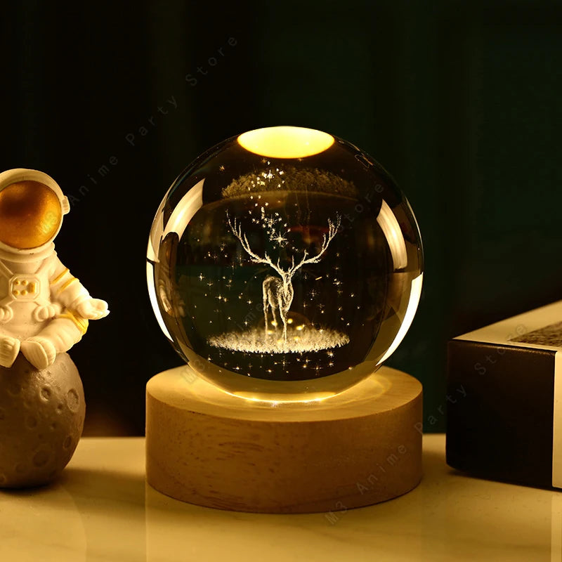 Unique 3D Elk Crystal Ball LED Night Light