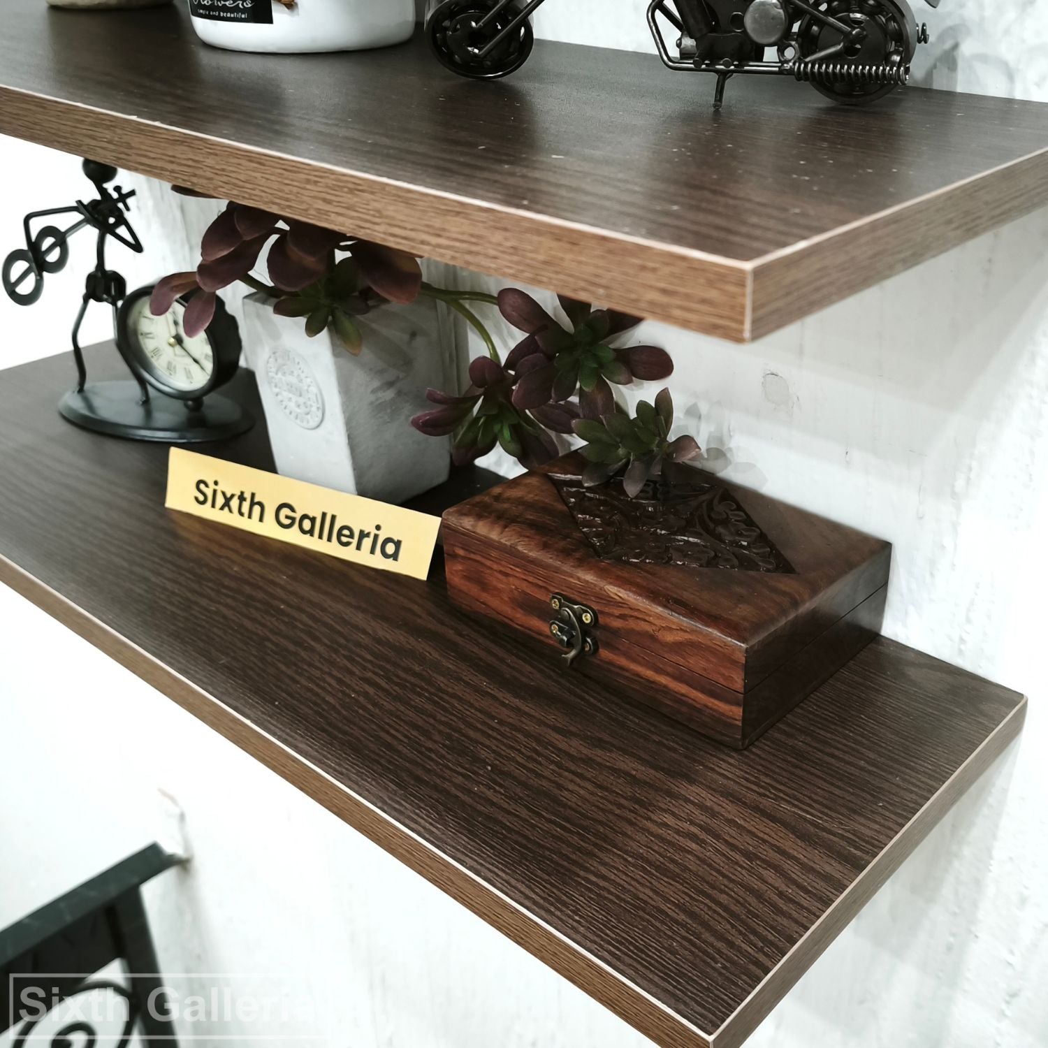 Set of 3 Floating Shelves Walnut Brown
