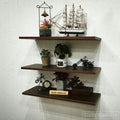 Set of 3 Floating Shelves Walnut Brown
