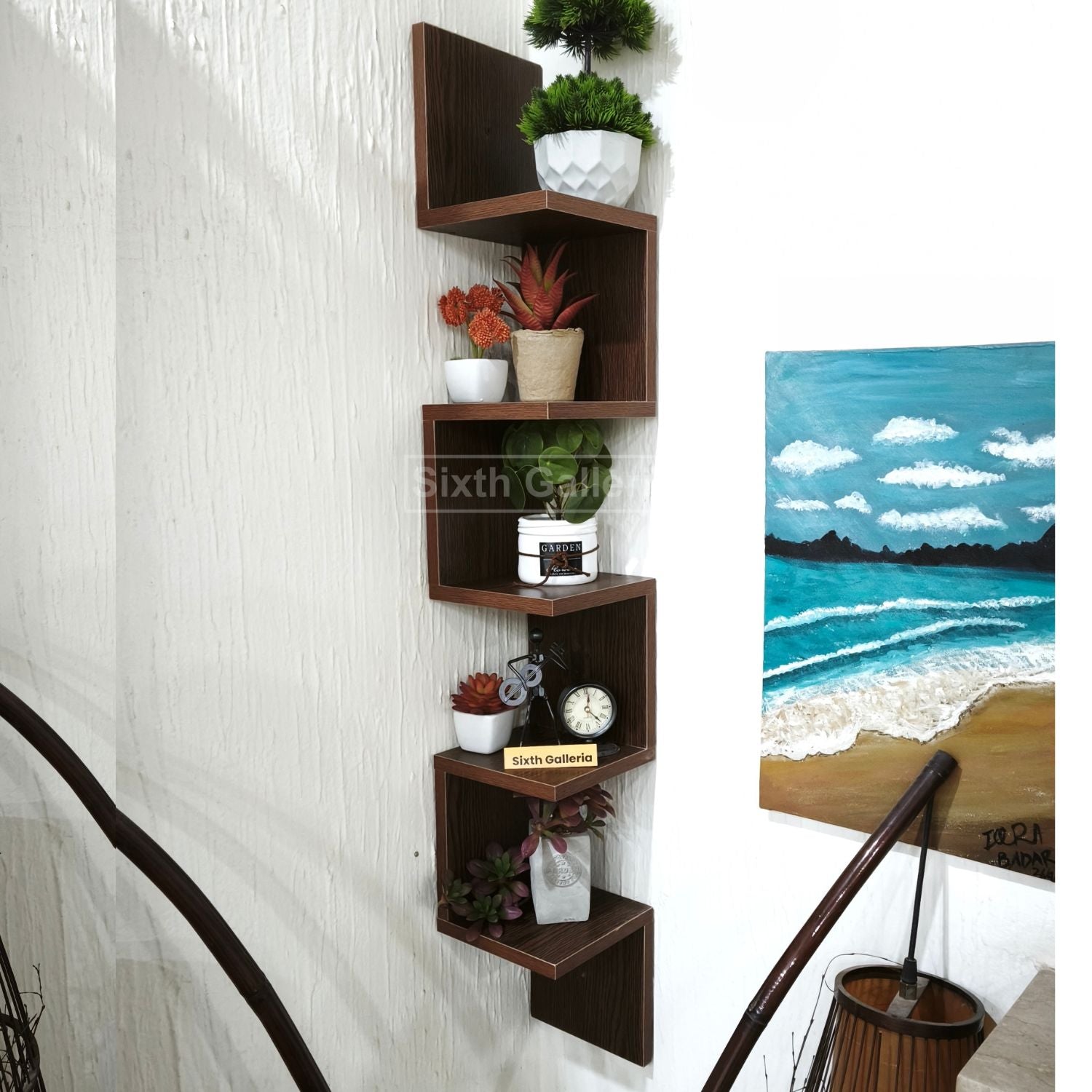 Large Corner Shelf Walnut Brown