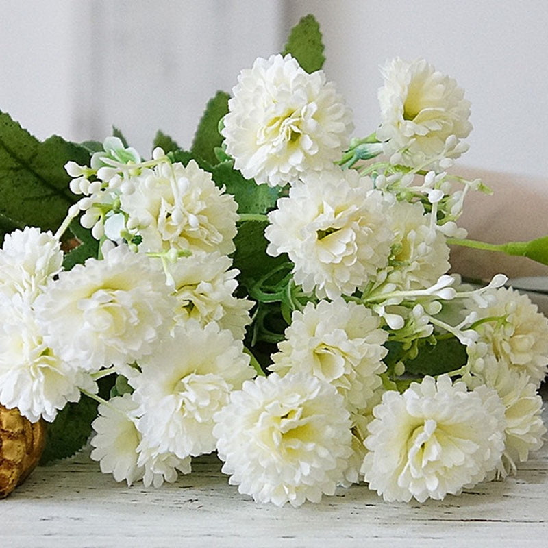 Realistic White pompom Flower Bunch
