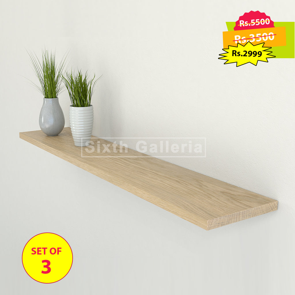 Set of 3 Floating Shelves Oak Brown 2 feet (24 inches)