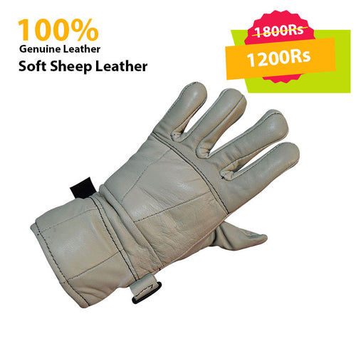 White Genuine Leather Gloves