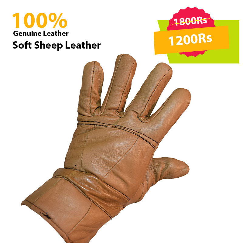 Light Brown Genuine Leather Gloves