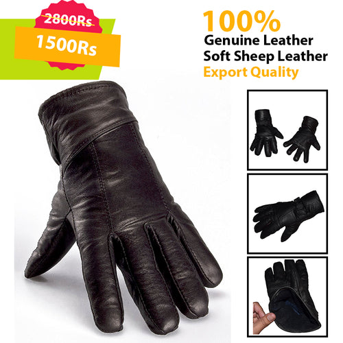 Black Genuine Leather Gloves