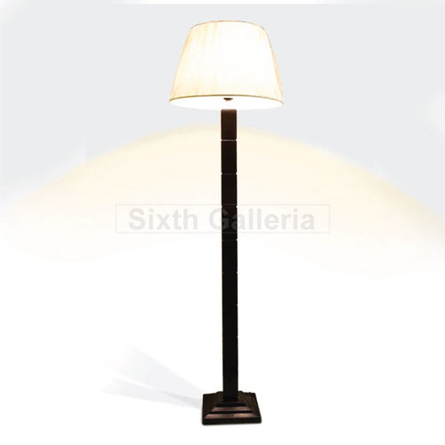 Tall Wooden Pillar Floor Lamp