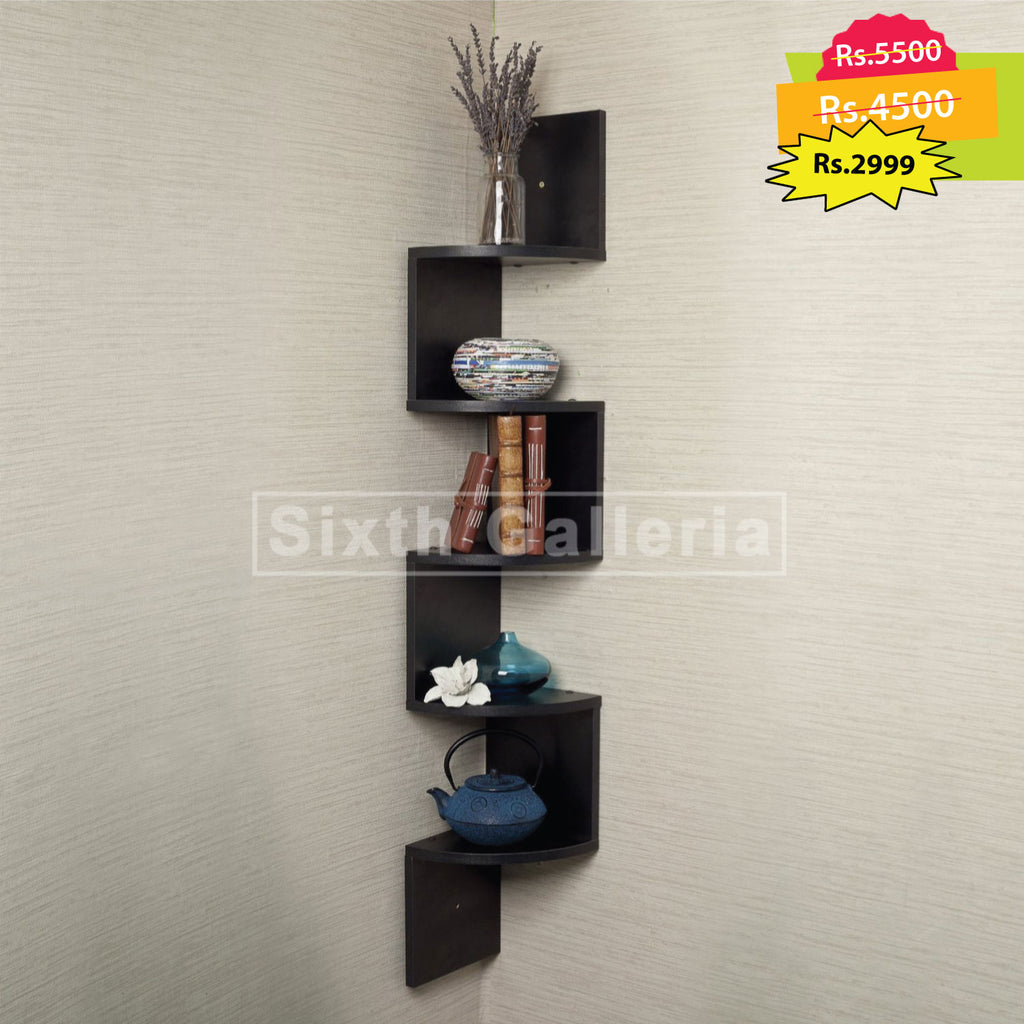 Large Corner Shelf Round Black