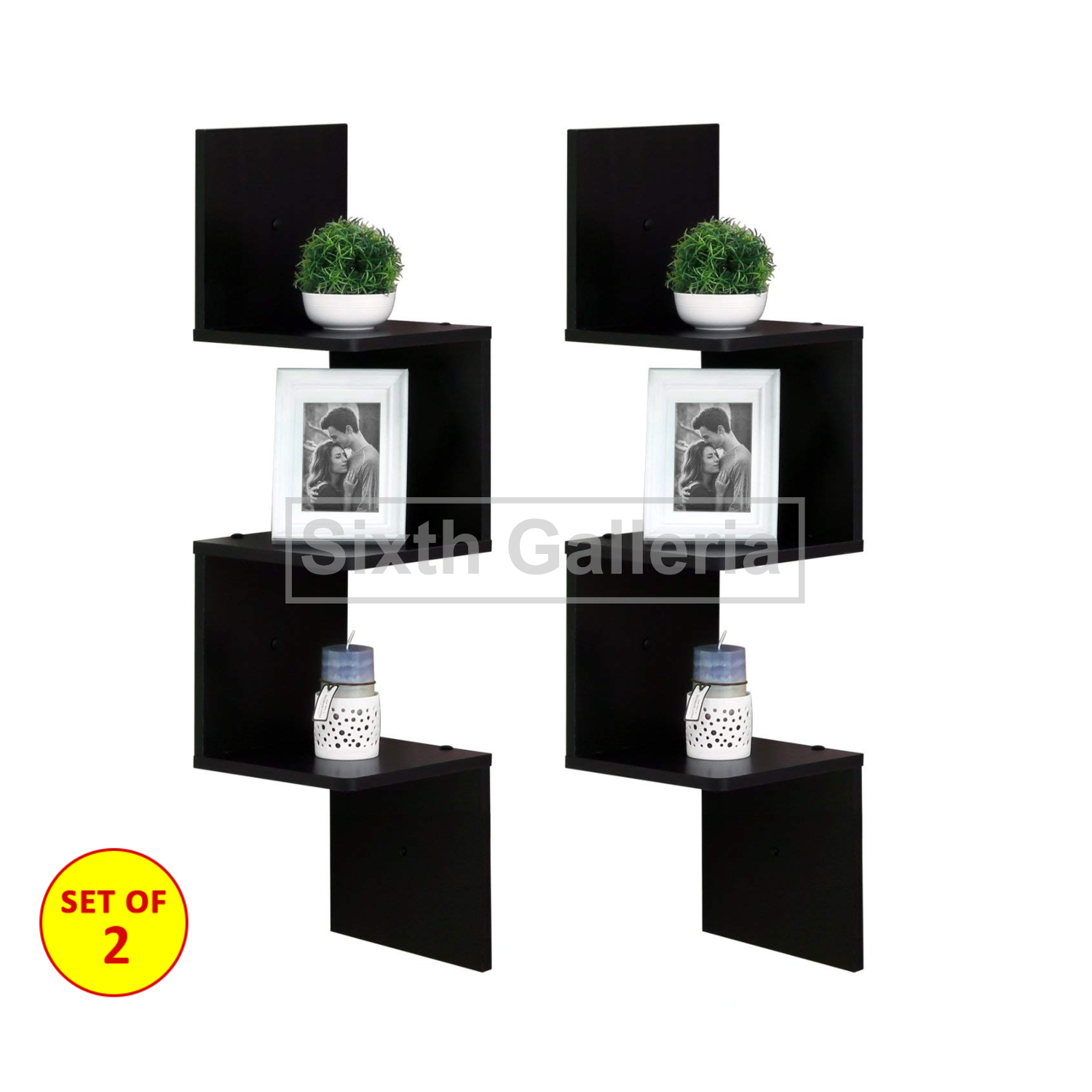Corner Shelf Black (Set of 2)