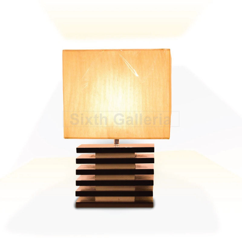 Pair of Rectangle Wooden Lamp