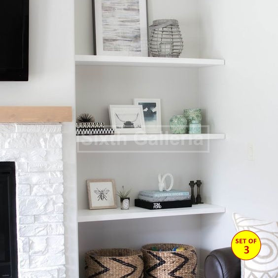 Set of 3 White Floating Shelves