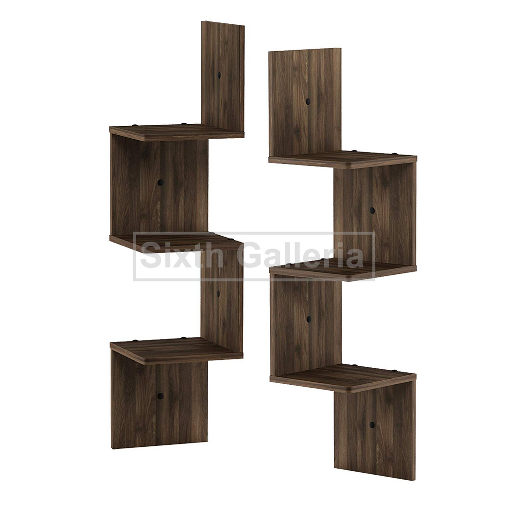 Corner Shelf Walnut Brown (Set of 2)