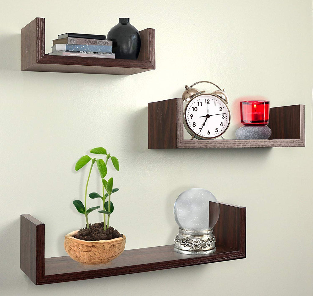 Alozay Shelf Set Walnut Brown