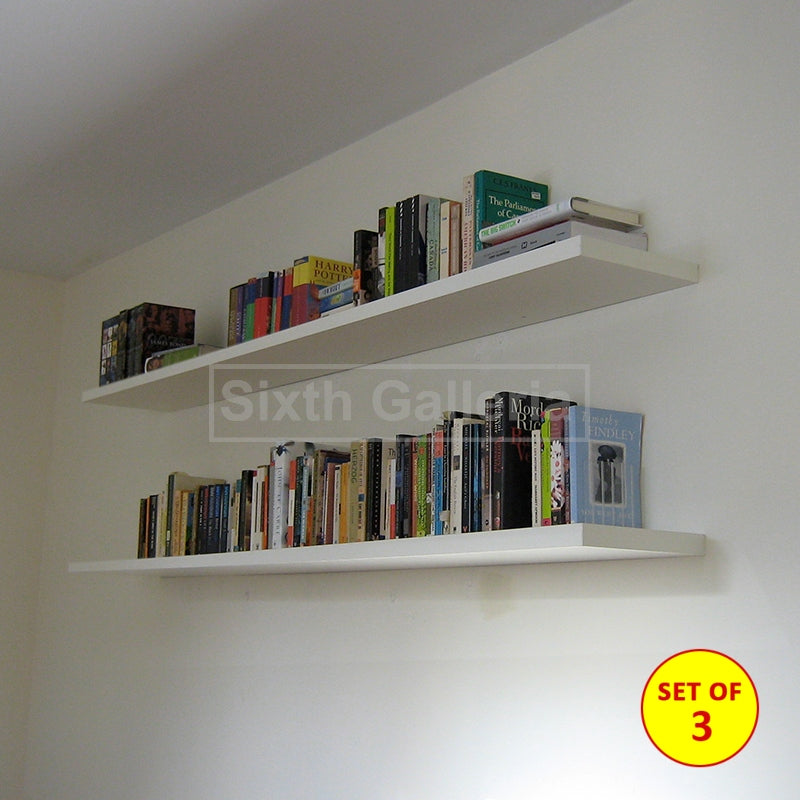 Set of 3 White Floating Shelves 4 feet (48 inches)