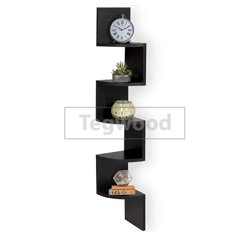 Large Corner Shelf Round Black